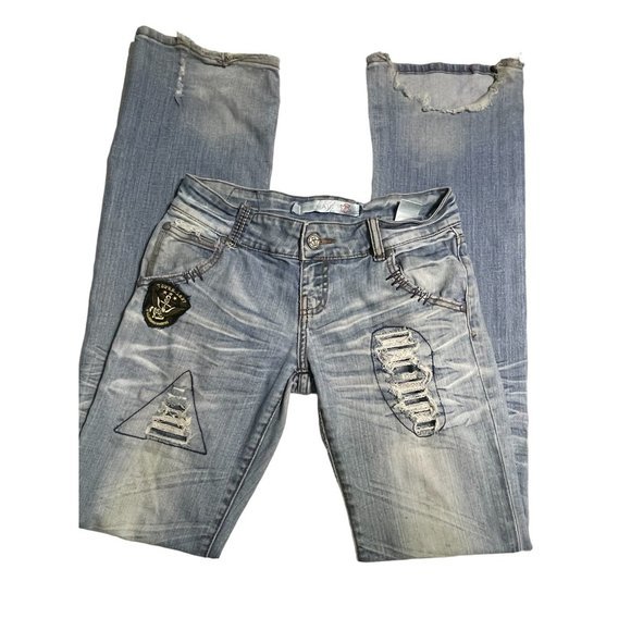 Tin Haul Jeans Tin Haul Womens Jeans Bootcut Distressed Patch Denim